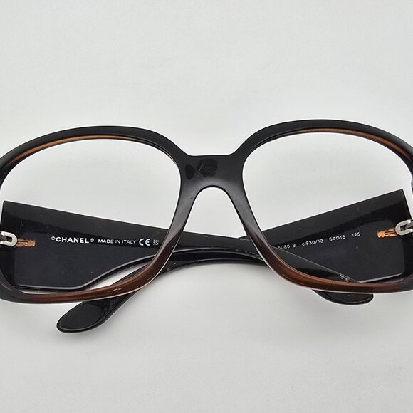 Chanel 5080-B c.830/13 Black Brown Fade Swarovski Crystal Sunglasses Frame Italy main image 4
